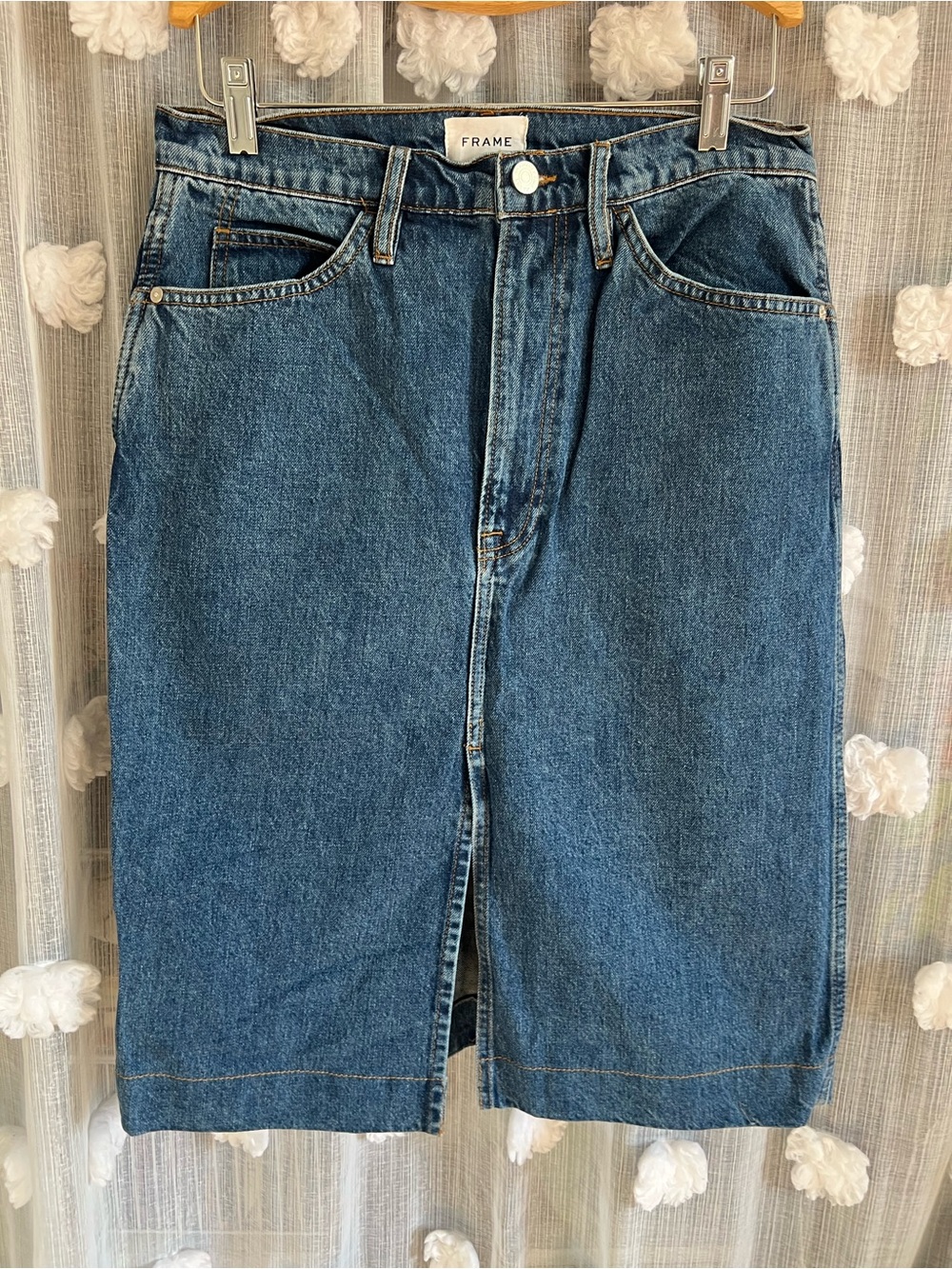Frame Denim Denim Knee-Length Blue Denim Skirt
